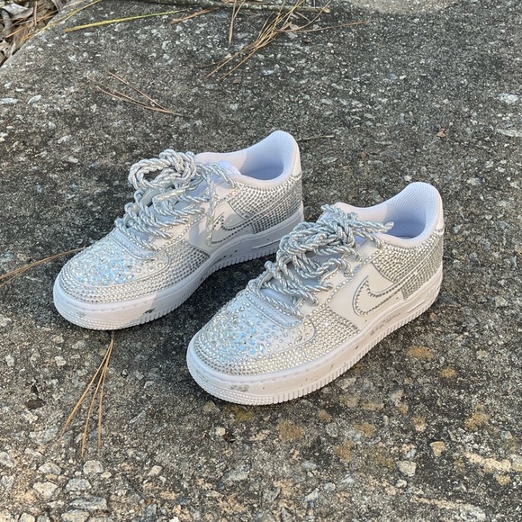 Custom Crystal Rhinestone Nike Air Force 1 – Size 4Y (Brand New, No Flaws) - Picture 14 of 17